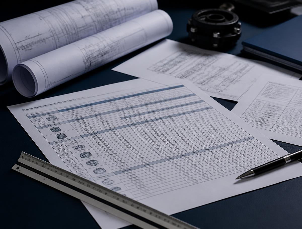 Project bill of materials, equipment schedule and drawings under commercial review