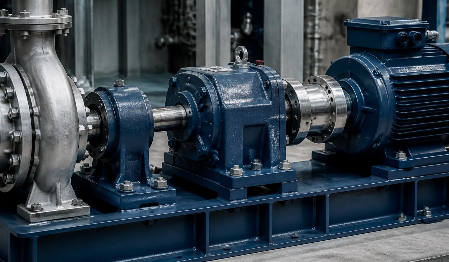 Motor and power-transmission components in an industrial installation.