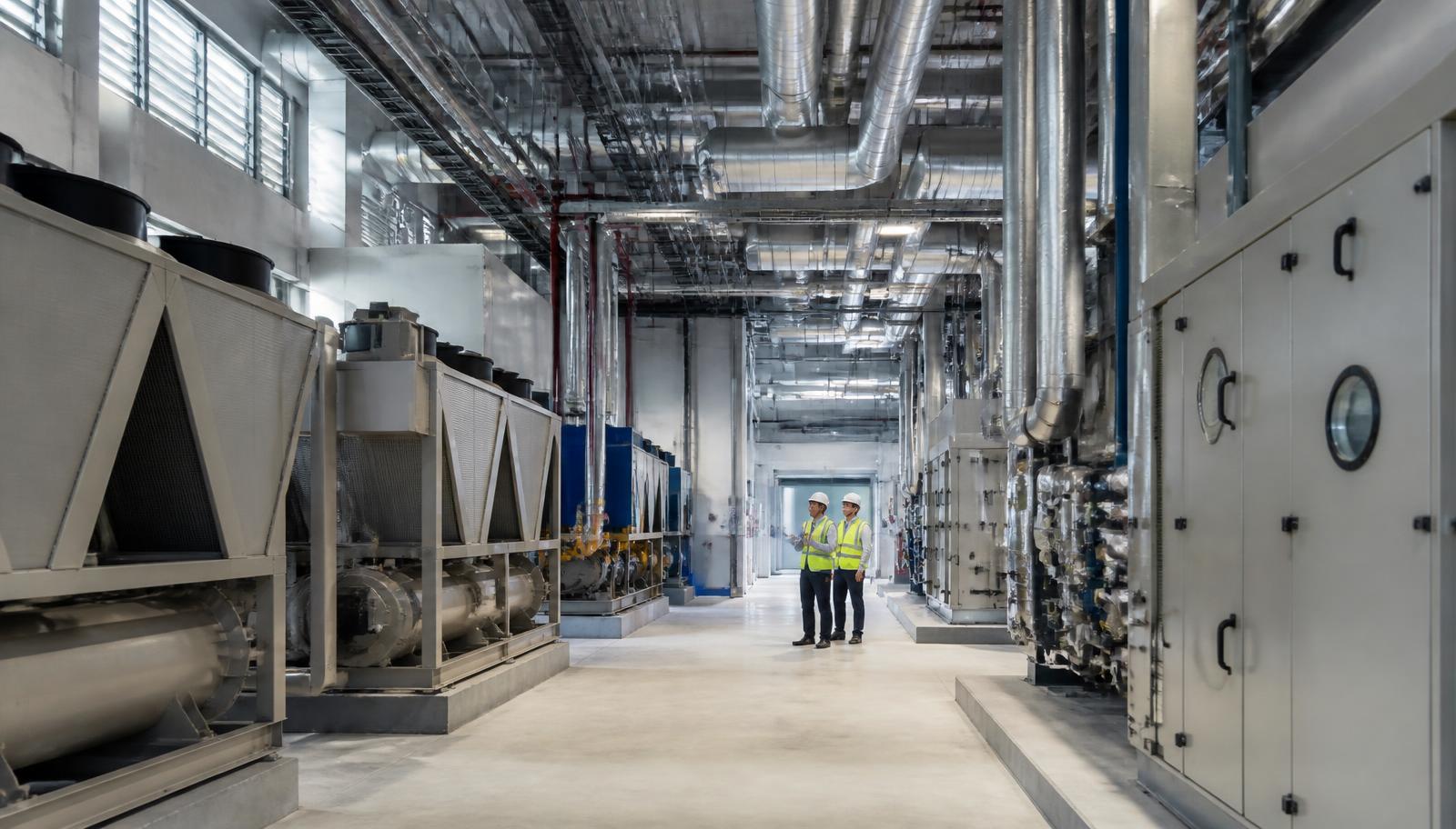 Representative commercial construction project environment with mechanical installation in progress.