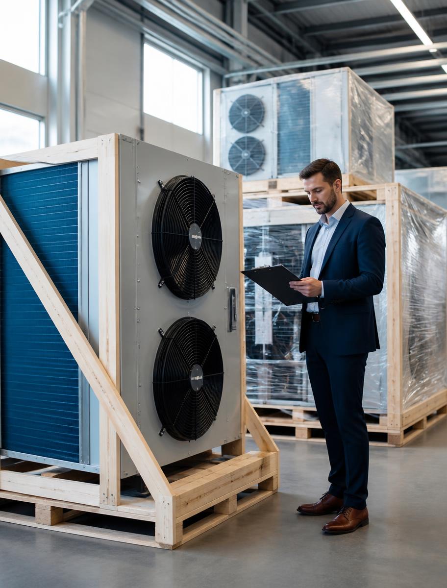 Commercial HVAC/R and refrigeration equipment prepared for international shipment